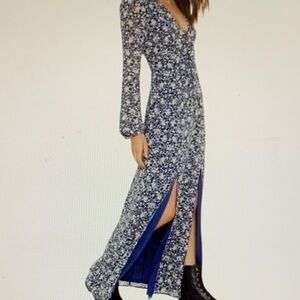 Nasty Gal Navy Floral Maxi Dress